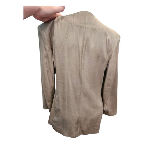 R&K Originals Silk Blazer Womens Size Large Olive Green Gold Embroidered - Picture 4 of 8